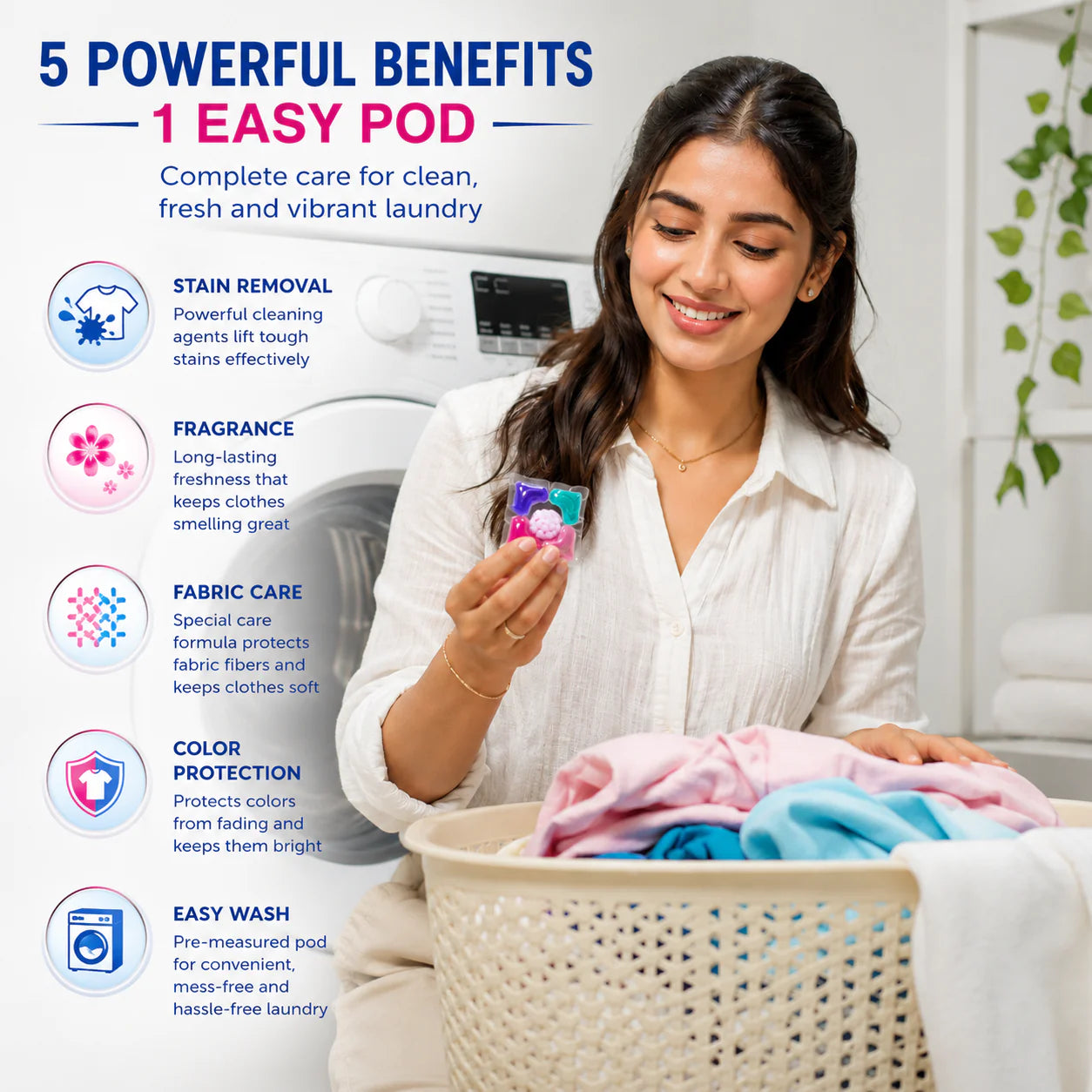 5-in-1 Laundry Power Detergent Pods | Deep Clean & Fresh Fragrance (10 Pods)